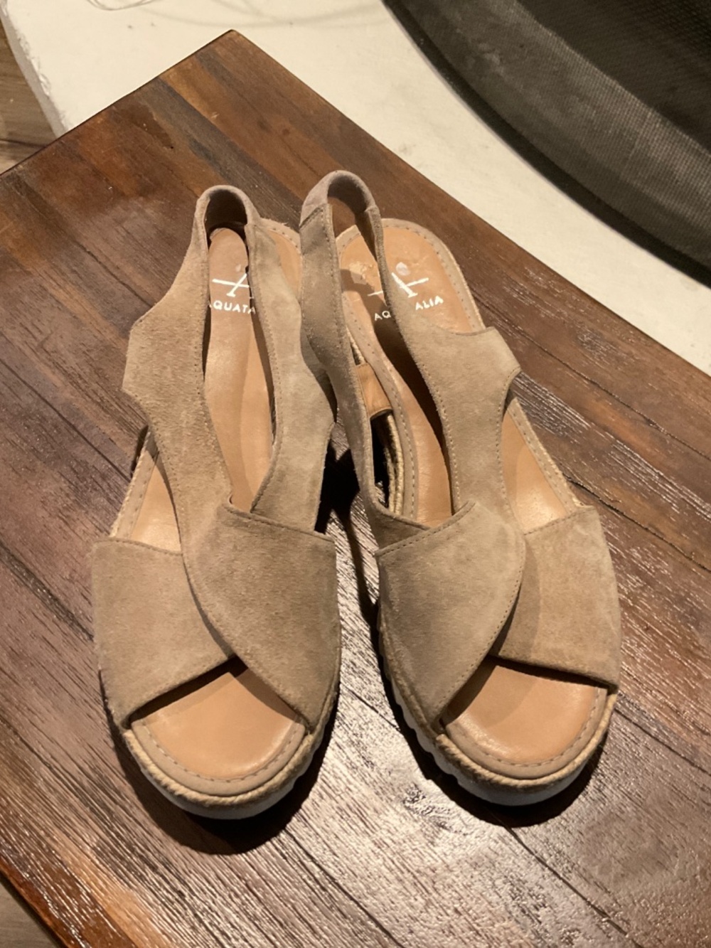 Aquatalia Adelina Espadrille Sandal Tan Suede Size 7 - Picture 2 of 7